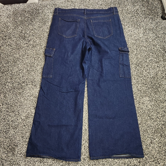 Ann Taylor Cargo Wide Leg Trouser High Rise Jeans,Darkwash Stretch Women Sz 16 - Picture 5 of 8